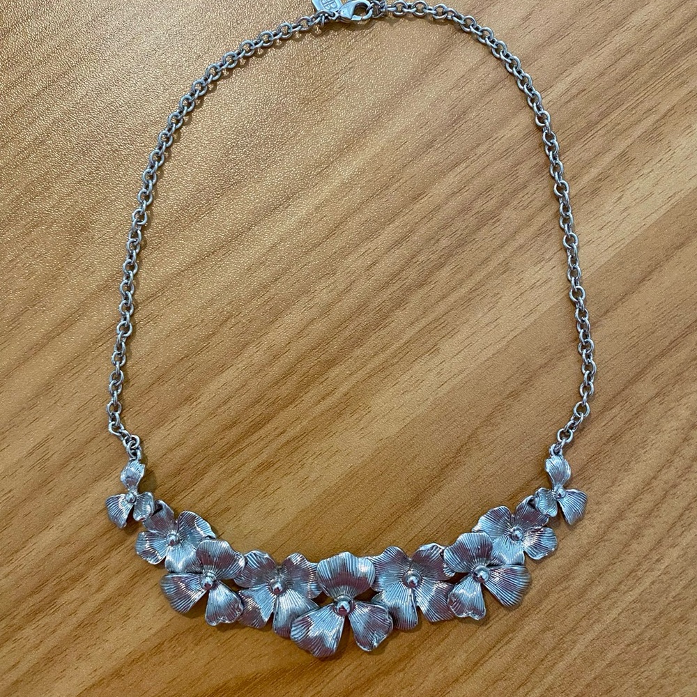 Banana Republic Silver Floral Necklace
